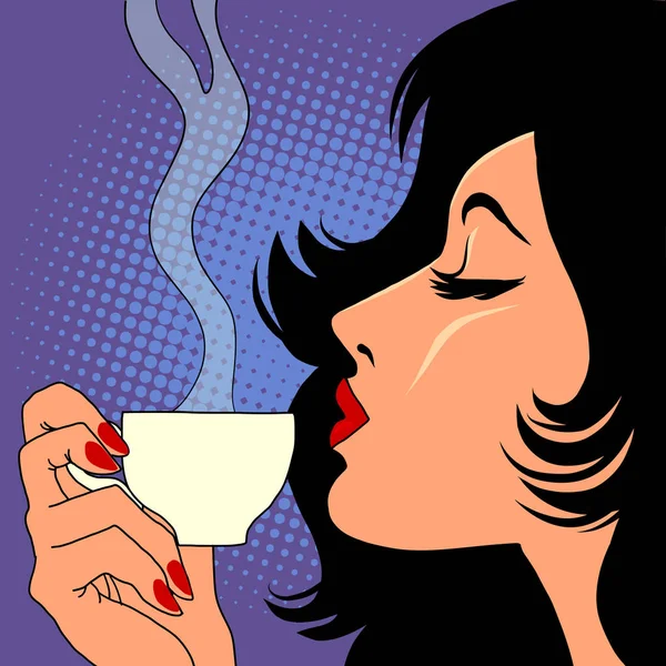 Kobieta pijąca gorącą kawę — Wektor stockowy