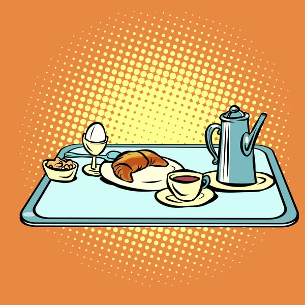 Континентальный завтрак на подносе — стоковый вектор