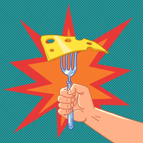 Un trozo de queso con agujeros — Vector de stock