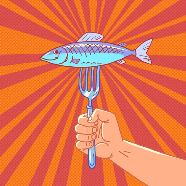 Pescado arenque alimentos — Vector de stock