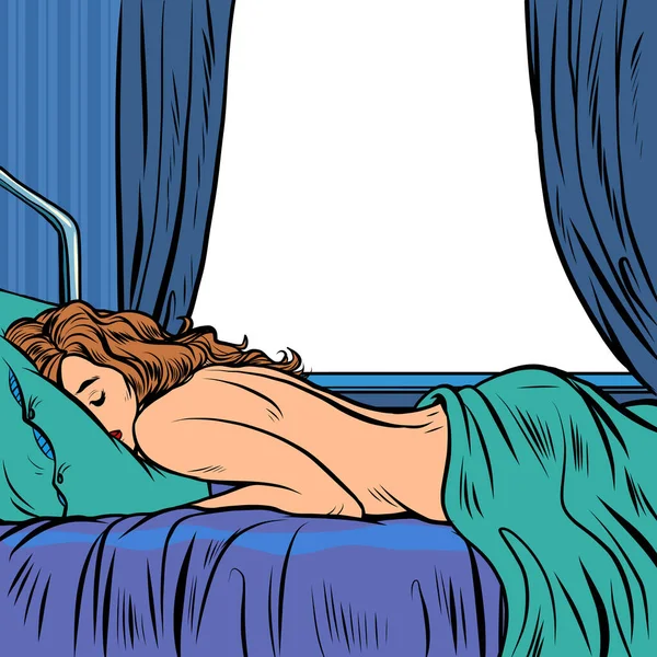 Mujer desnuda durmiendo — Vector de stock