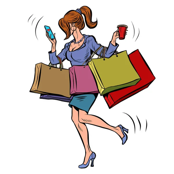 Geschäftsfrau beim Einkaufen — Stockvektor