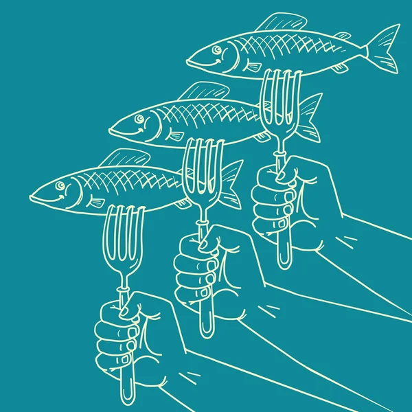먹이를 뜯어먹는 물고기 — 스톡 벡터