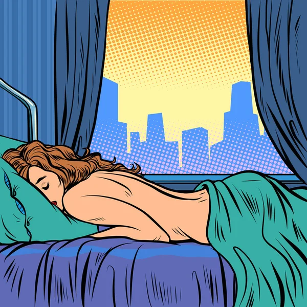 Mujer desnuda durmiendo — Vector de stock