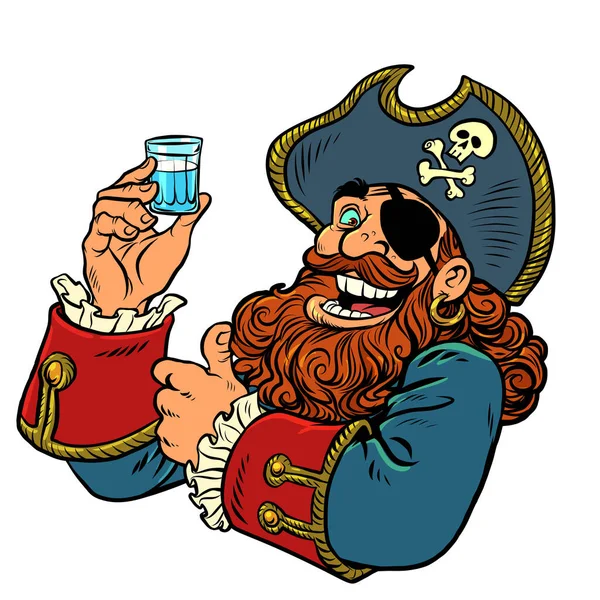 Pirate funny character a shot of vodka — Stock Vector