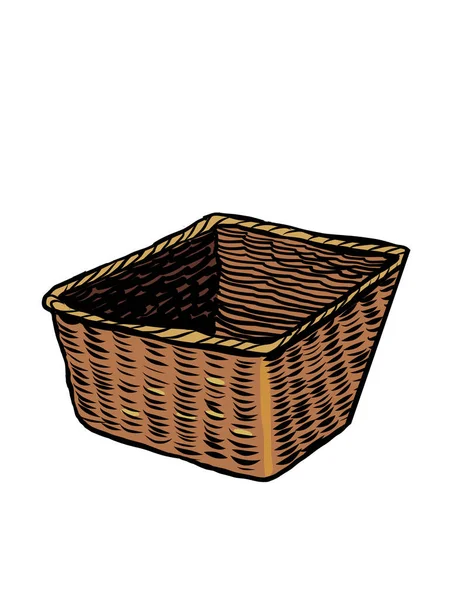 Wiklinowy koszyk. zabytkowe naczynia — Wektor stockowy