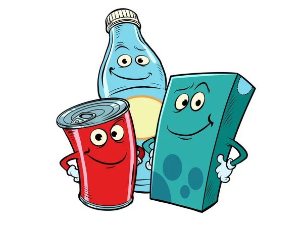 The characters drinks milk Cola juice — Stock Vector