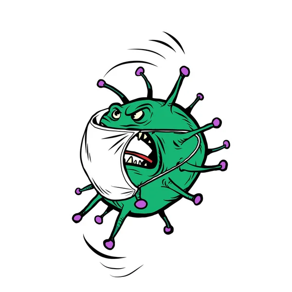 Coronavirus karakter kwaad groen virus — Stockvector