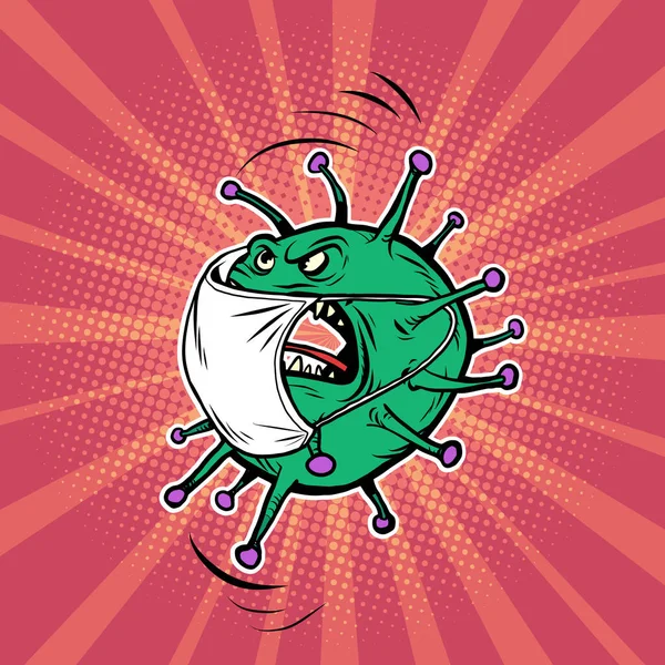 Coronavirus karakter kwaad groen virus — Stockvector