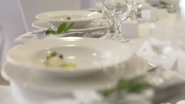 优雅的烛光晚餐表设置接待处 — 图库视频影像
