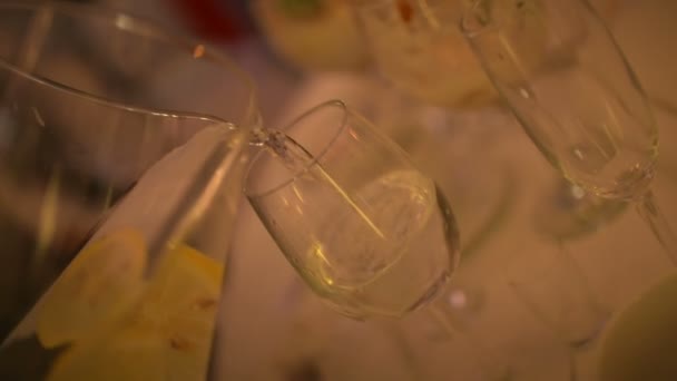 Bartendern hälla saft i glas - — Stockvideo