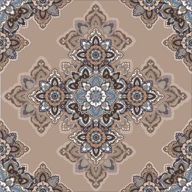 Vektör üzerinde geleneksel desensiz desen. Tekstil tasarımı ve kumaşlar için klasik etnik desenli baskı