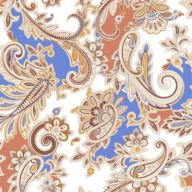 Vektör üzerinde geleneksel koloful dikişsiz desenli desen. Tekstil tasarımı ve kumaşlar için klasik etnik desenli baskı