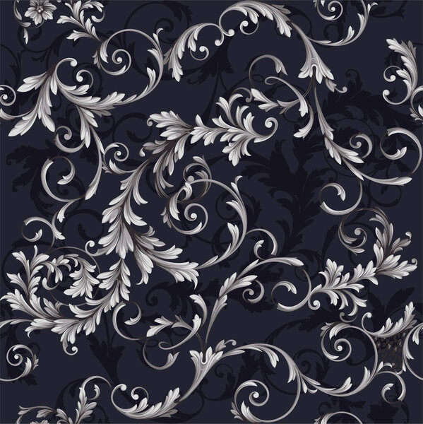 Бесшовный классический барочный узор. фон с золотым орнаментом барокко
