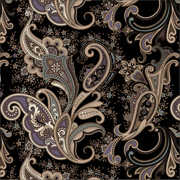 用于纺织品设计和织物的无缝传统斜纹花纹图案 经典的派斯利背景 — 图库矢量图片