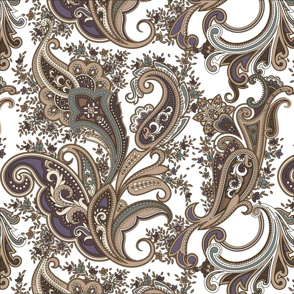 用于纺织品设计和织物的无缝传统斜纹花纹图案 经典的派斯利背景 — 图库矢量图片