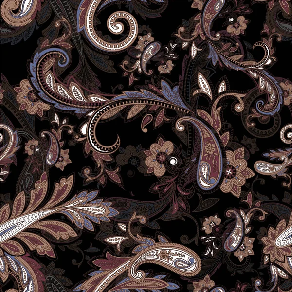 Zökkenőmentes Hagyományos Paisley Minta Textil Design Szövetek Klasszikus Paisley Fekete — Stock Vector