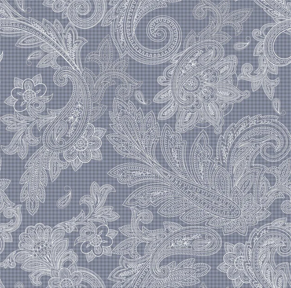 用于纺织品设计和织物的无缝经典斜纹图案 传统的佩斯利背景 — 图库矢量图片