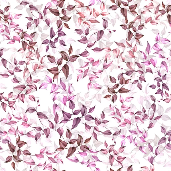 Zökkenőmentes Akvarell Kézzel Rajzolt Minta Színes Levelekkel Botanikai Virág Zökkenőmentes — Stock Fotó