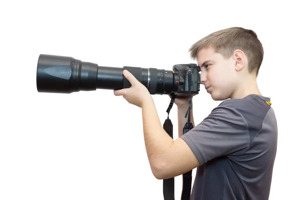 Ragazzo con una macchina fotografica — Foto Stock