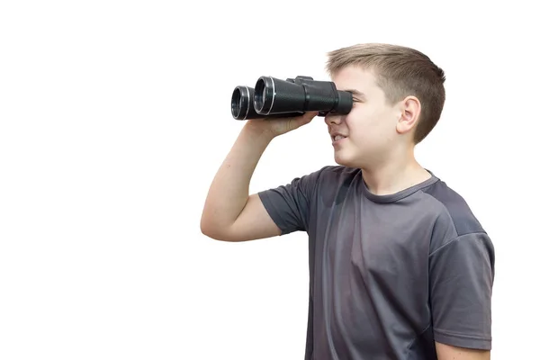 Menino com binóculos — Fotografia de Stock