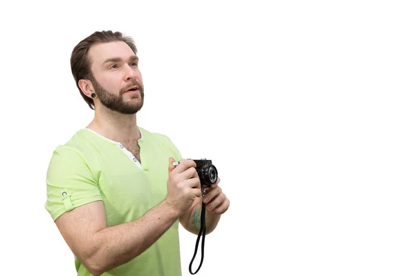 Uomo con una macchina fotografica — Foto Stock