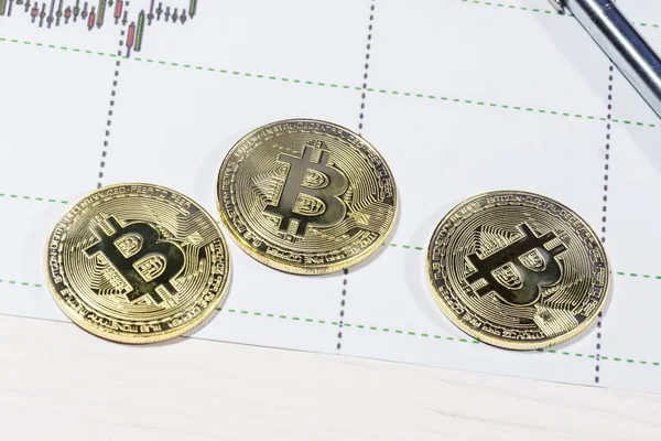 Bitcoin in de grafiek — Stockfoto