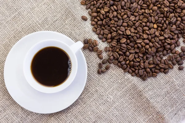Çuval bezi kahve fincan — Stok fotoğraf