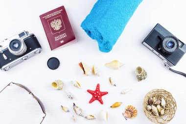 Deniz kabuklarını ve kamera