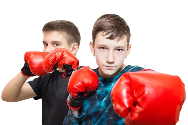 Menino em luvas de boxe — Fotografia de Stock