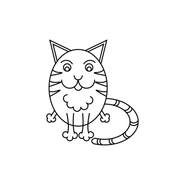 Ícone de desenho de gato estilizado. Design de arte de linha. Bonito retrato de estimação . — Vetor de Stock