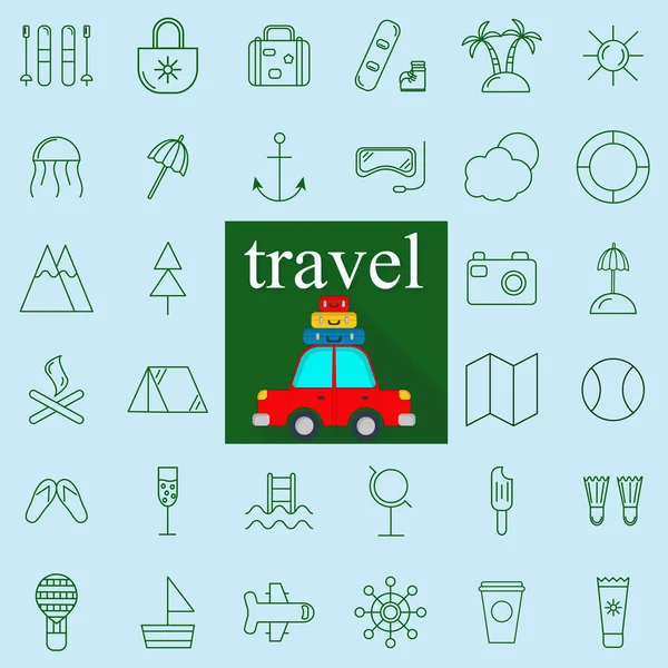 Viagem e turismo linha ícones definido. Ilustração vetorial . — Vetor de Stock