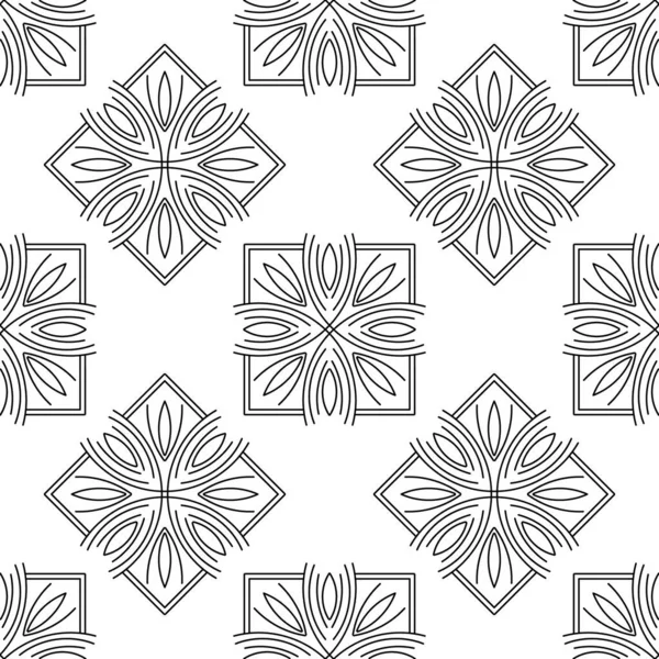 Espejo abstracto patrón sin costuras con flores abstractas y dejar estilo. Repetir la figura y la línea de muestra. Para el diseño de interiores modernos, papel pintado, industria textil — Vector de stock