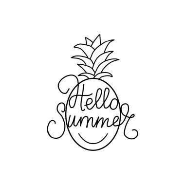 El yarı ananas vektör çizim çekilmiş. Renkli tasarım t-shirt için. Doodle stili