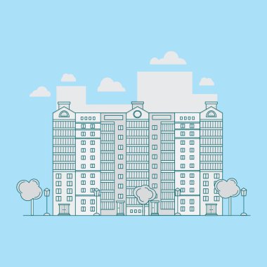 Kentsel peyzaj - çağdaş ince çizgi tasarım stil vektör çizim