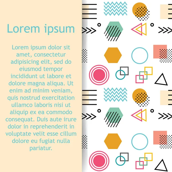 Kart, davetiye, kapak tasarımı, soyut sanatsal arka plan. Metin için yeri olan renkli geometrik desen.