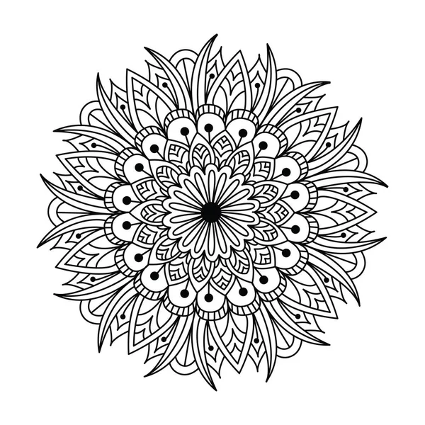 Mandala Renk Sayfası. Siyah ve beyaz mandala vektörü beyaza izole edildi. vektör illüstrasyonu — Stok Vektör