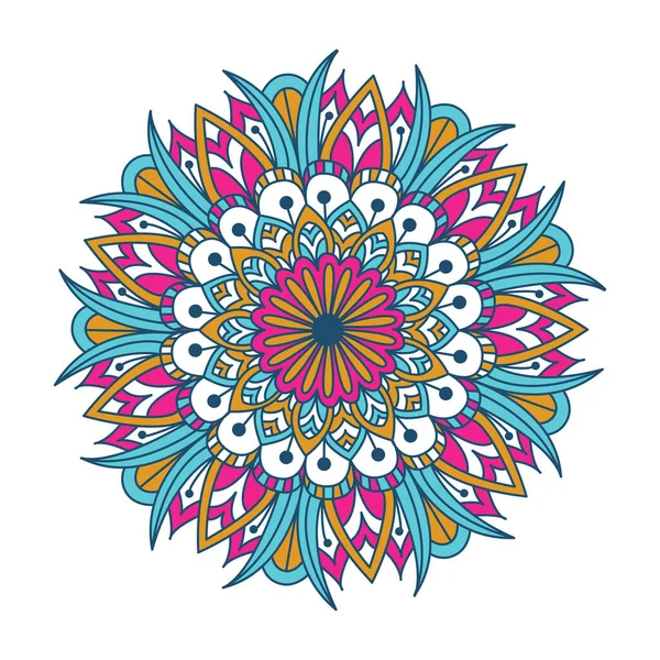 Mandala aux fleurs. Éléments décoratifs vintage. Modèle oriental, illustration vectorielle. Islam, arabe, indien, marocain, espagnol, turc, pakistan, chinois, mystique, ottoman motifs. Coloriage livre page — Image vectorielle