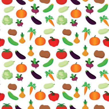 Vektör sebzeler. Sebzeler pürüzsüz arka plan. Vektör illüstrasyonu