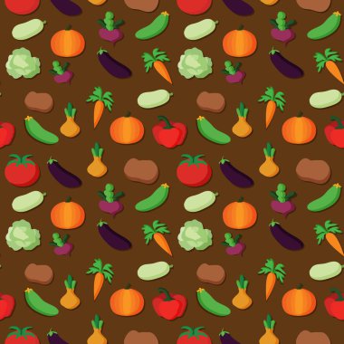 Vektör sebzeler. Sebzeler pürüzsüz arka plan. Vektör illüstrasyonu