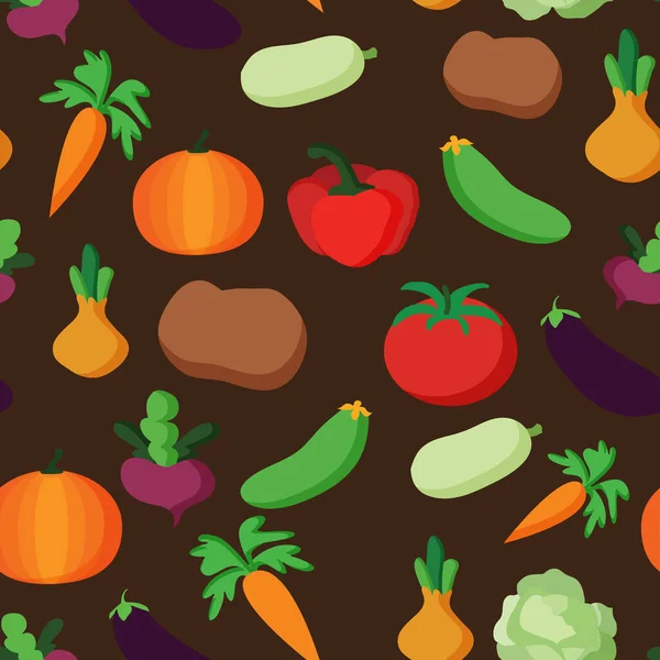 ベクトル野菜パターン 野菜のシームレスな背景 ベクターイラスト — ストックベクタ