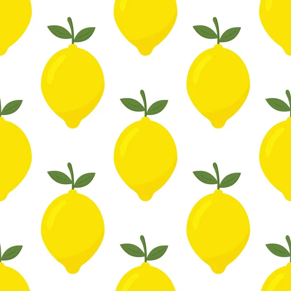Sarı limonlu, tropik, pürüzsüz bir desen. Tekrarlanan meyve arka planı. Kumaş veya duvar kağıdı için parlak yazdırma vektörü.