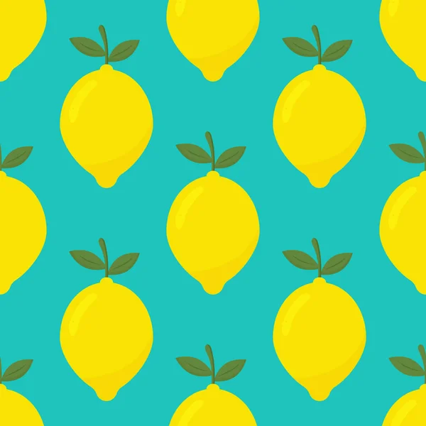 노란 레몬을 곁들인 열 대의 바다없는 패턴이죠. 열매의 반복 된 배경. — 스톡 벡터