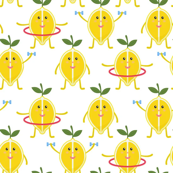 Patrón tropical sin costuras con limones amarillos. Fondo repetido de fruta . — Archivo Imágenes Vectoriales