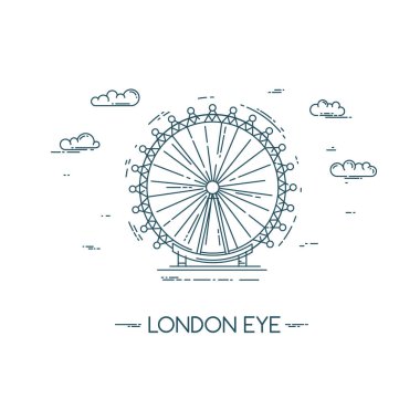 London Eye. Vektör düz çizgi çizim.