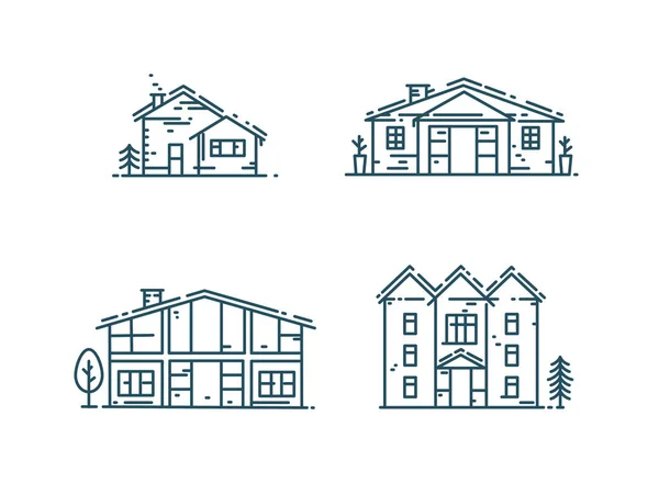 Conjunto de ícones de casas de linha . —  Vetores de Stock