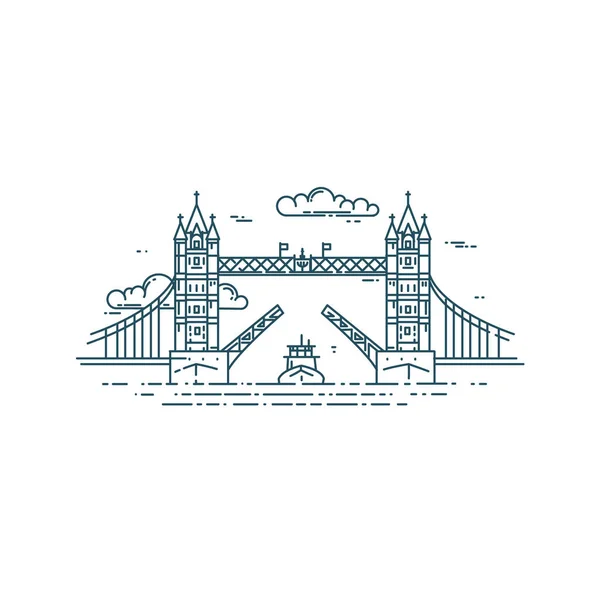 Tower Bridge en Londres levantado . — Vector de stock