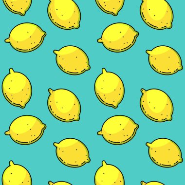 Turkuaz zemin üzerine limon ile vektör seamless modeli.