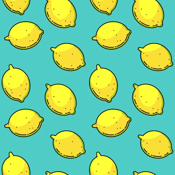 청록색 바탕에 레몬과 함께 완벽 한 패턴 벡터. — 스톡 벡터