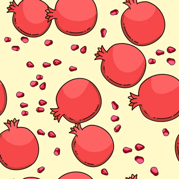 빨간 석류 열매와 함께 완벽 한 패턴 벡터 — 스톡 벡터